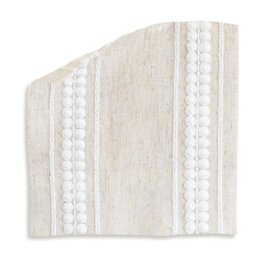 Margot Flour fabric swatch with textured white embroidery, perfect for custom Pepper Home décor and made-to-order designs.