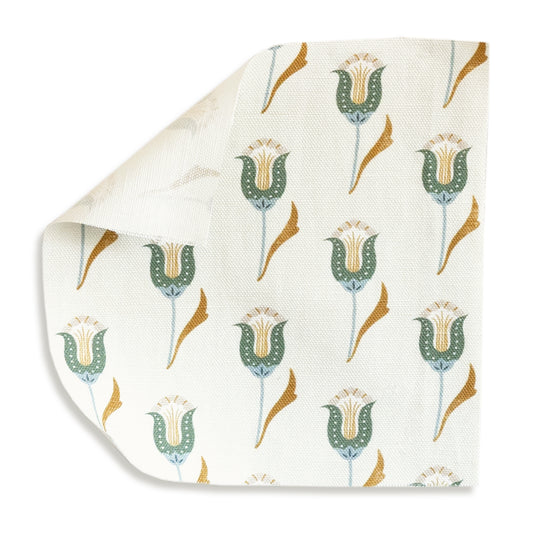 Annabelle Peacock printed linen fabric with custom floral pattern, perfect for Pepper Home made-to-order curtains.