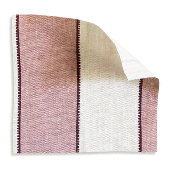 Florence Rosewood fabric swatch showing warm striped linen in muted pink and cream for custom home décor.