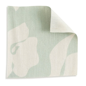 Georgia Mint fabric swatch with abstract botanical custom print in soft mint and cream by Pepper Home.