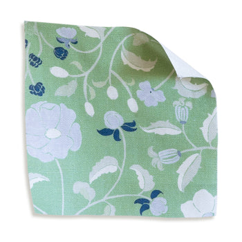 Lulie Parsley Tailored Pleat fabric swatch with custom floral design for made-to-order Pepper Home curtains.