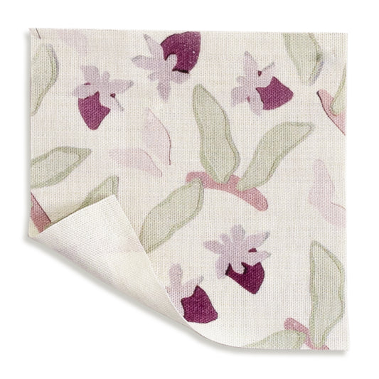 Nellie Plum fabric swatch featuring soft floral design, perfect for custom Pepper Home curtains and made-to-order décor.
