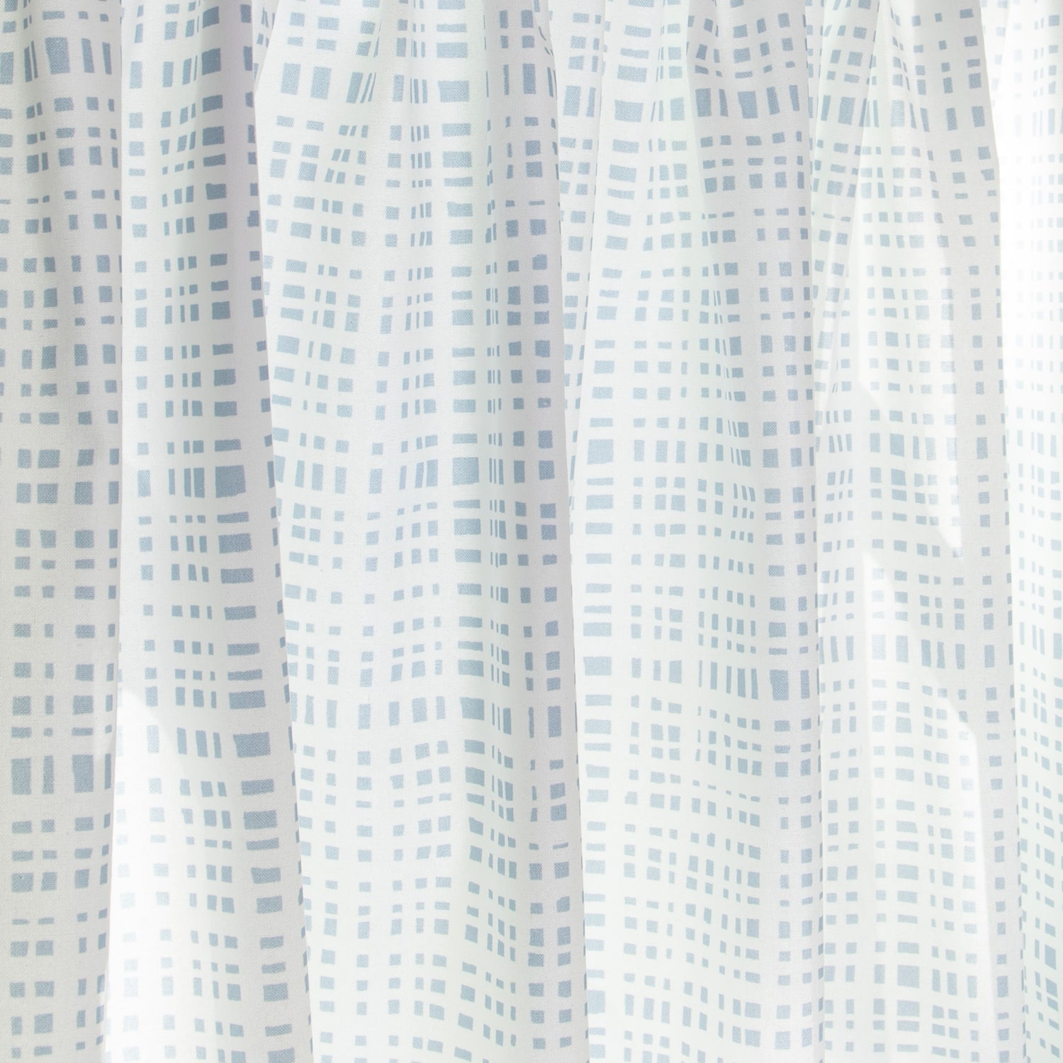 close up of Sky Blue Gingham Printed Cotton fabric curtain