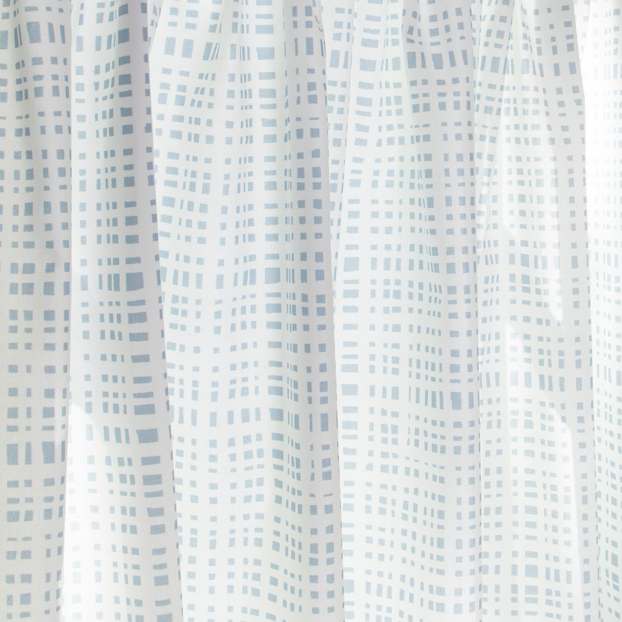 close up of Sky Blue Gingham Printed Cotton fabric curtain