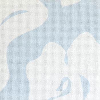 close up of blue floral printed wallpaper