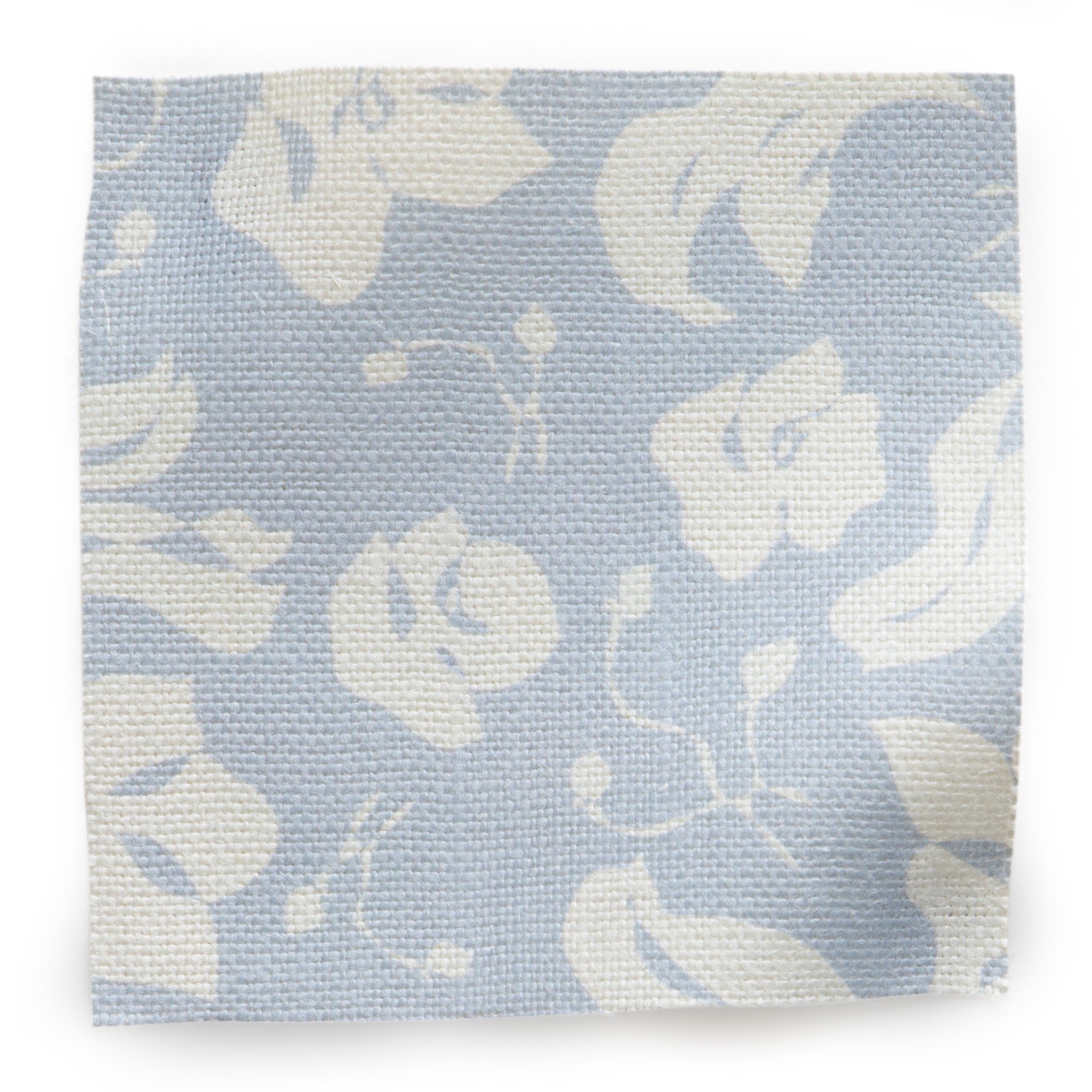 Cornflower Blue Floral Linen Fabric Swatch