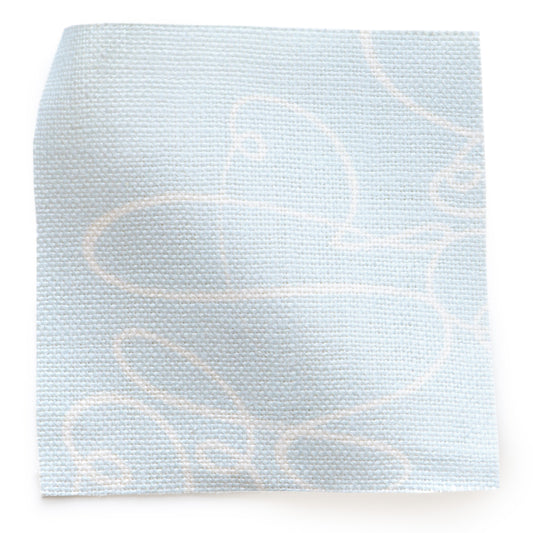 Powder Blue Abstract Printed Linen Swatch