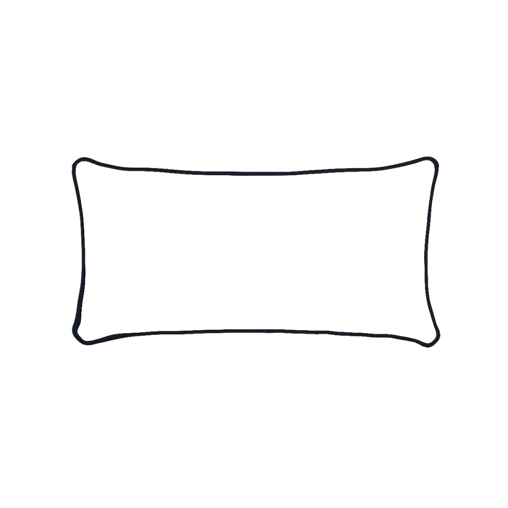 Midi-lumbar ruby moss custom pillow with c piping on white background