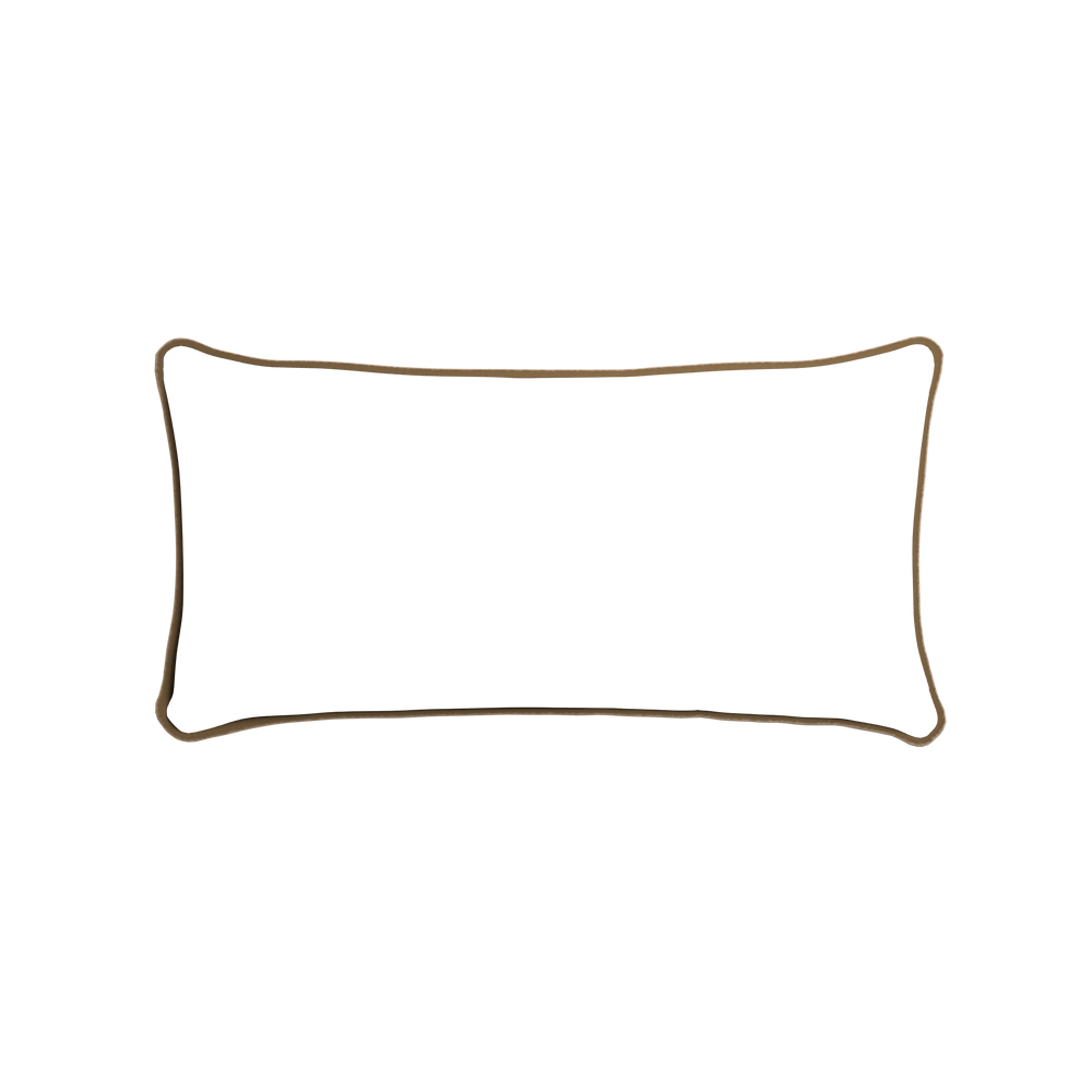 Midi-lumbar ruby moss custom pillow with c piping on white background