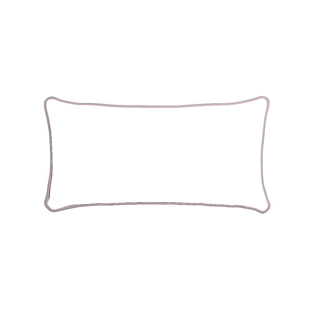 Midi-lumbar ruby moss custom pillow with l piping on white background