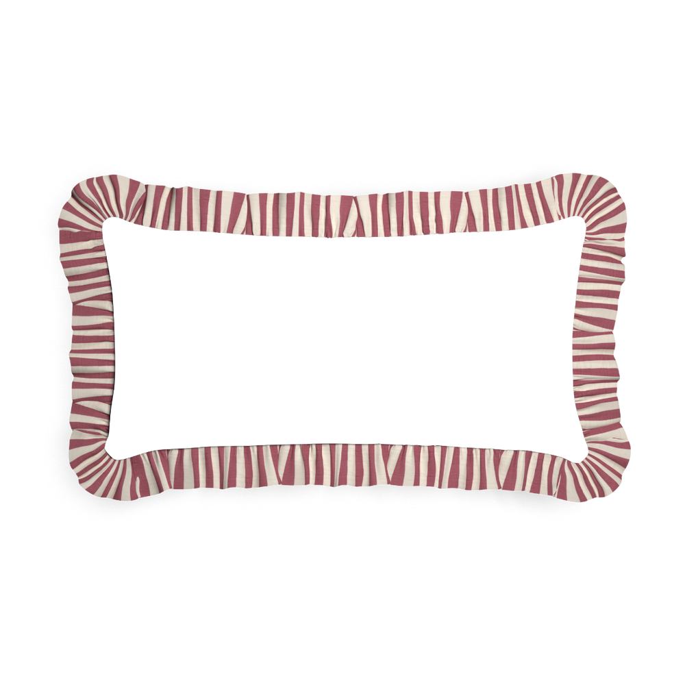 Midi-lumbar ruby moss custom pillow with l on white background