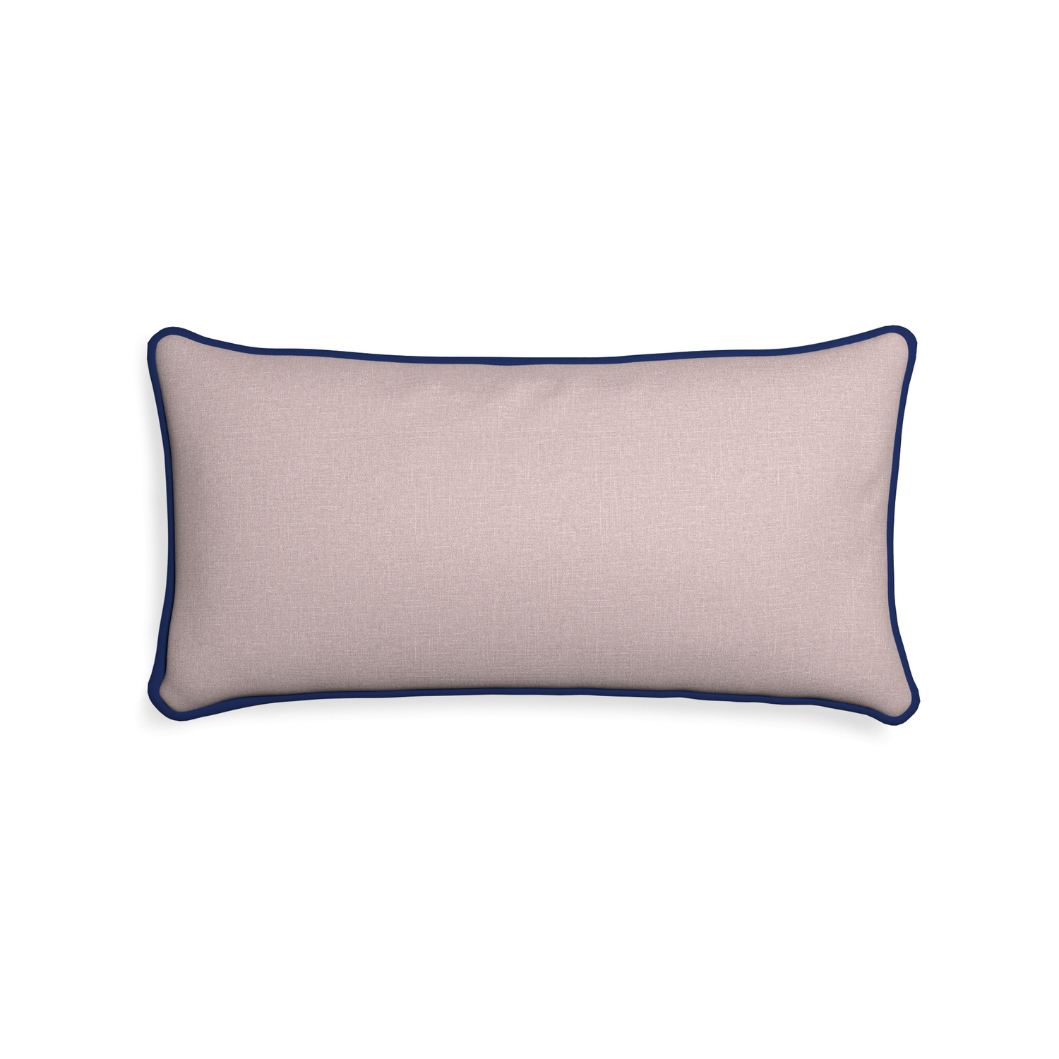 Midi-lumbar orchid custom mauve pinkpillow with midnight piping on white background