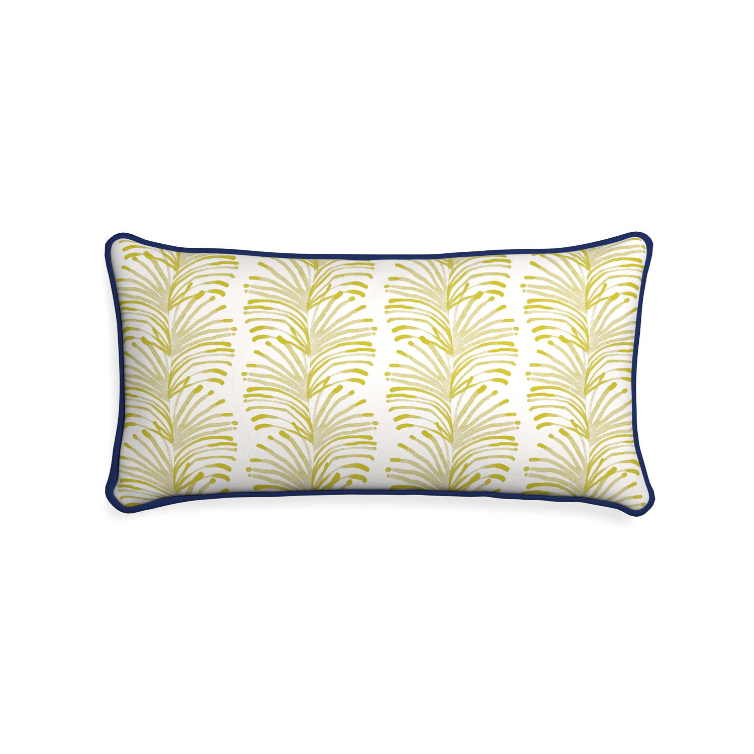 Midi-lumbar emma chartreuse custom yellow stripe chartreusepillow with midnight piping on white background