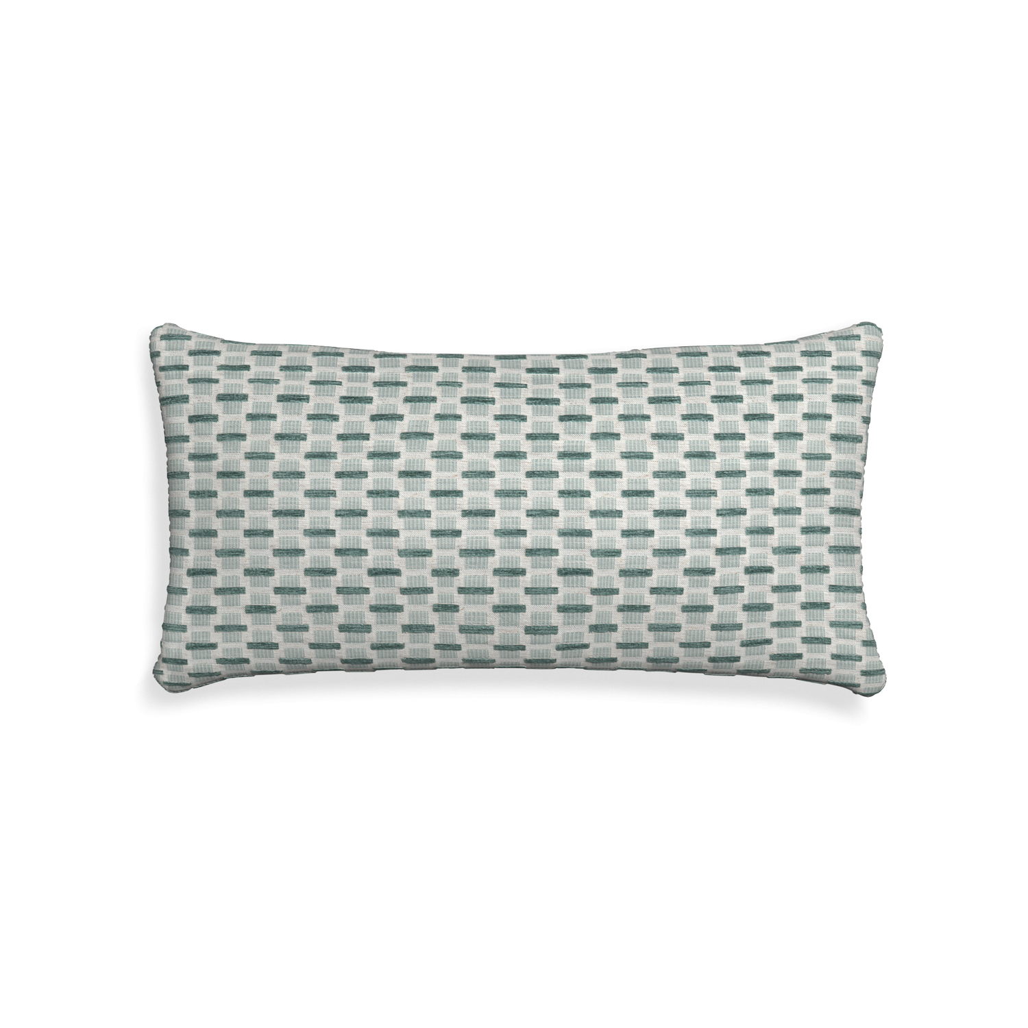 Midi-lumbar willow mint custom green geometric chenillepillow with none on white background