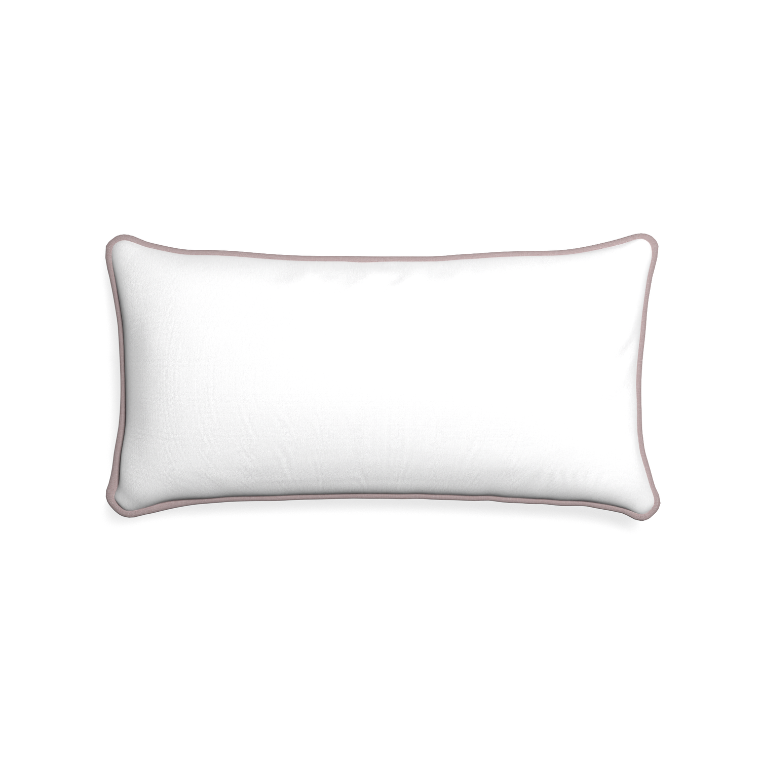 Midi-lumbar snow custom white cottonpillow with orchid piping on white background
