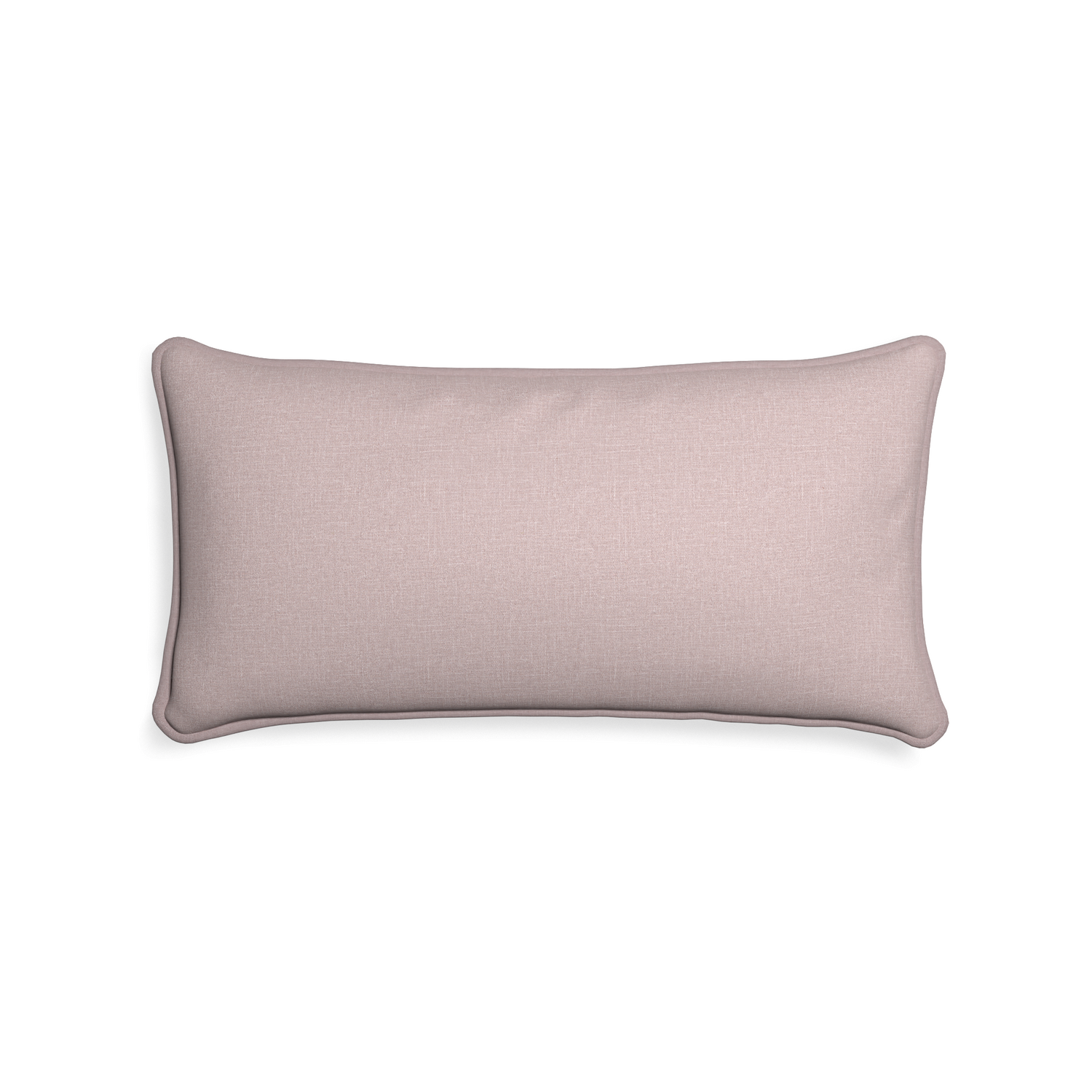 Midi-lumbar orchid custom mauve pinkpillow with orchid piping on white background