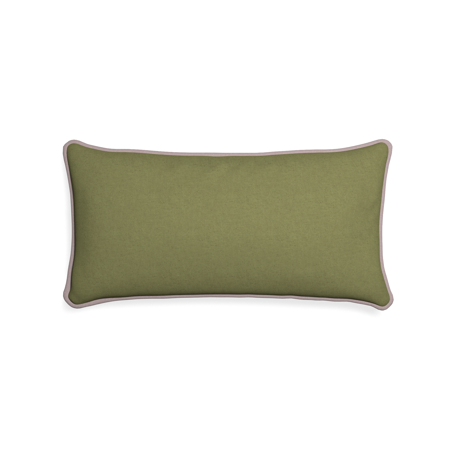 Midi-lumbar moss custom moss greenpillow with orchid piping on white background