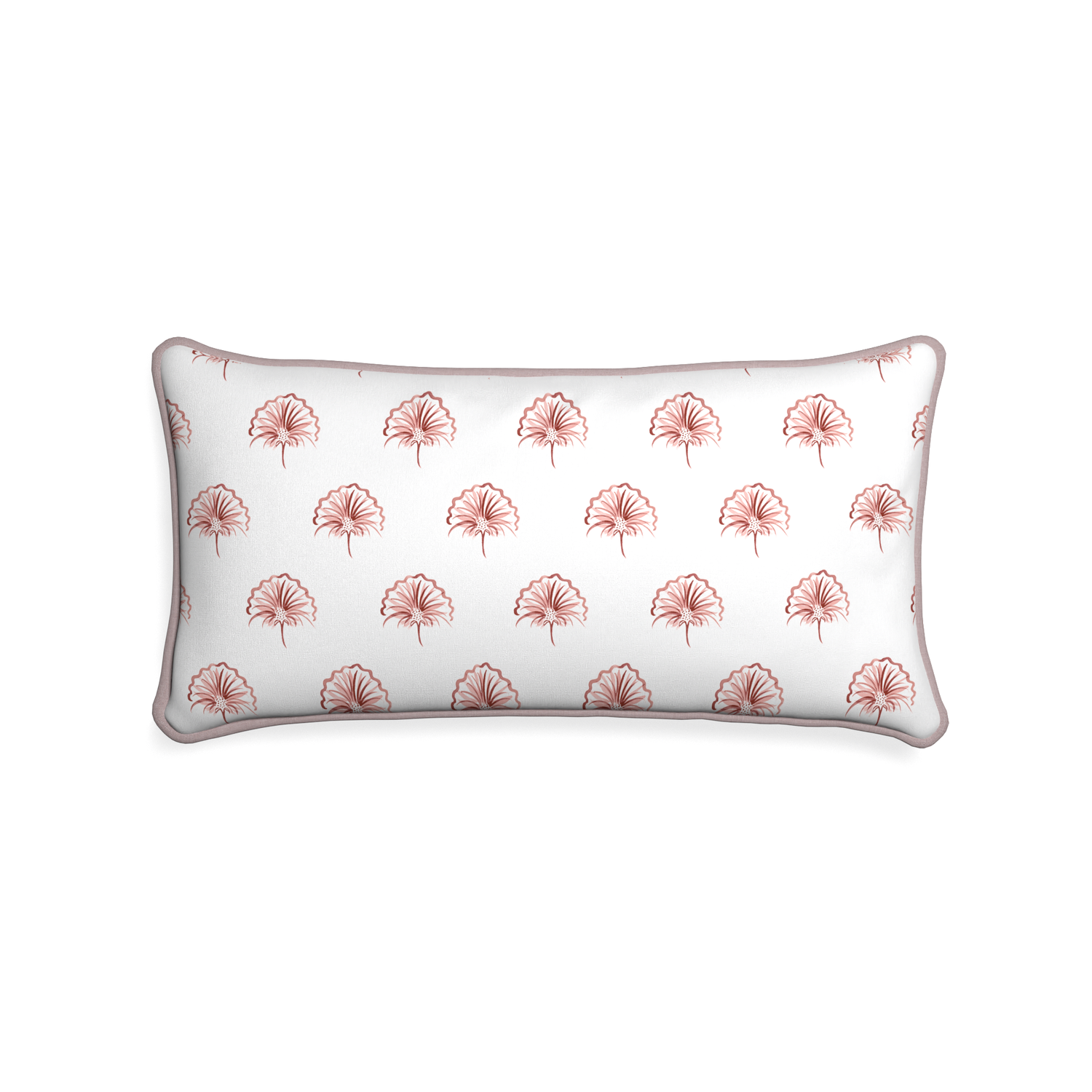 Midi-lumbar penelope rose custom floral pinkpillow with orchid piping on white background