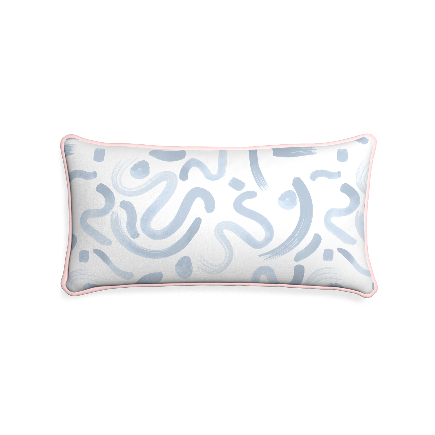 Midi-lumbar hockney sky custom abstract sky bluepillow with petal piping on white background