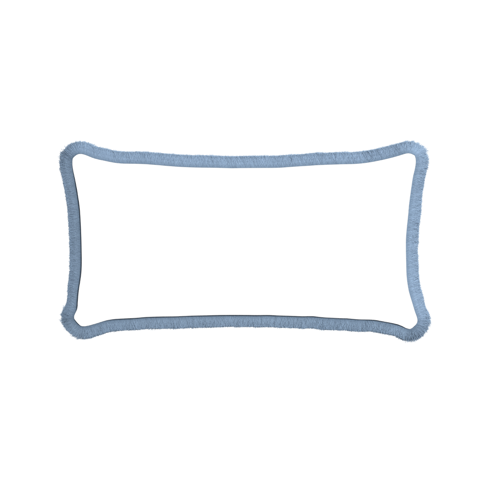 Midi-lumbar gemma pear custom pillow with sky fringe on white background
