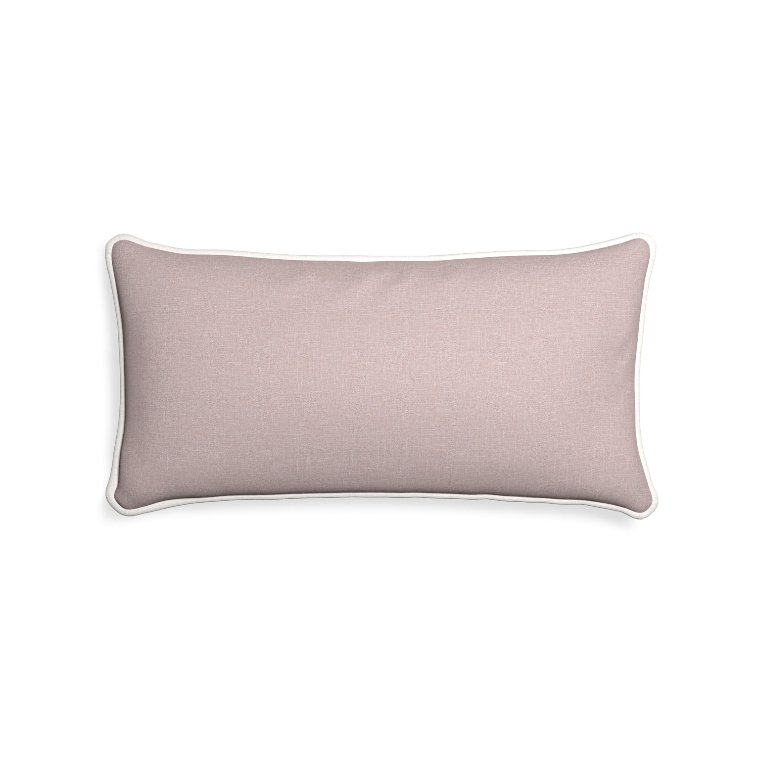 Midi-lumbar orchid custom mauve pinkpillow with snow piping on white background