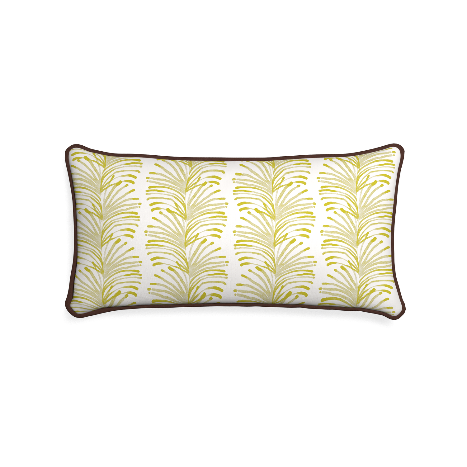 Midi-lumbar emma chartreuse custom yellow stripe chartreusepillow with w piping on white background