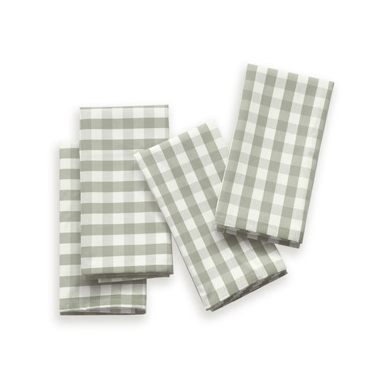 Millie Sage custom gingham fabric in soft muted green with woven texture, perfect for Pepper Home curtains or decor.