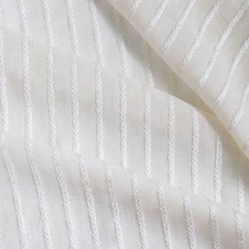 Madeline Flour sheer fabric with embroidered stripes on ivory, perfect for custom Pepper Home made-to-order curtains.
