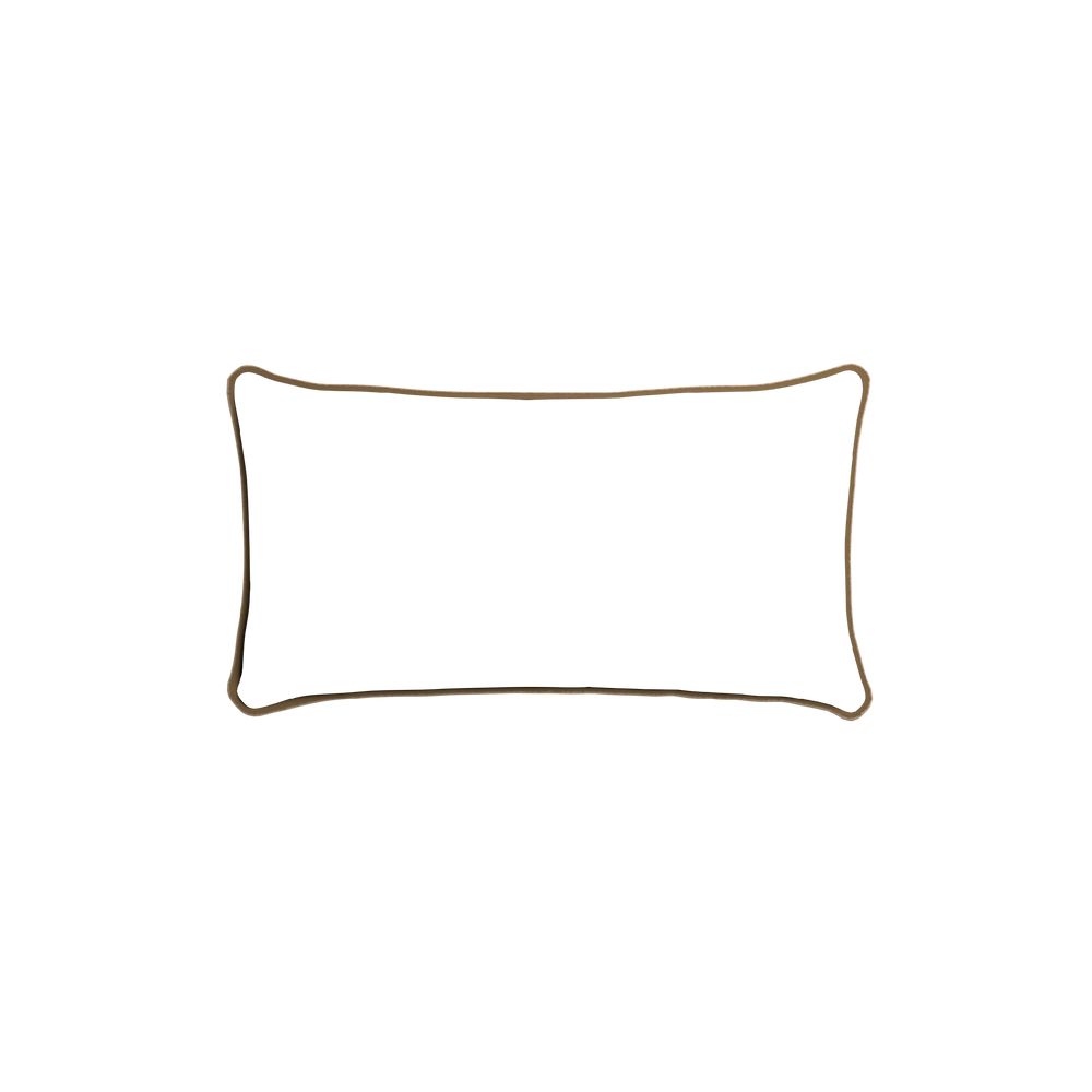 Petite-lumbar ruby moss custom pillow with c piping on white background