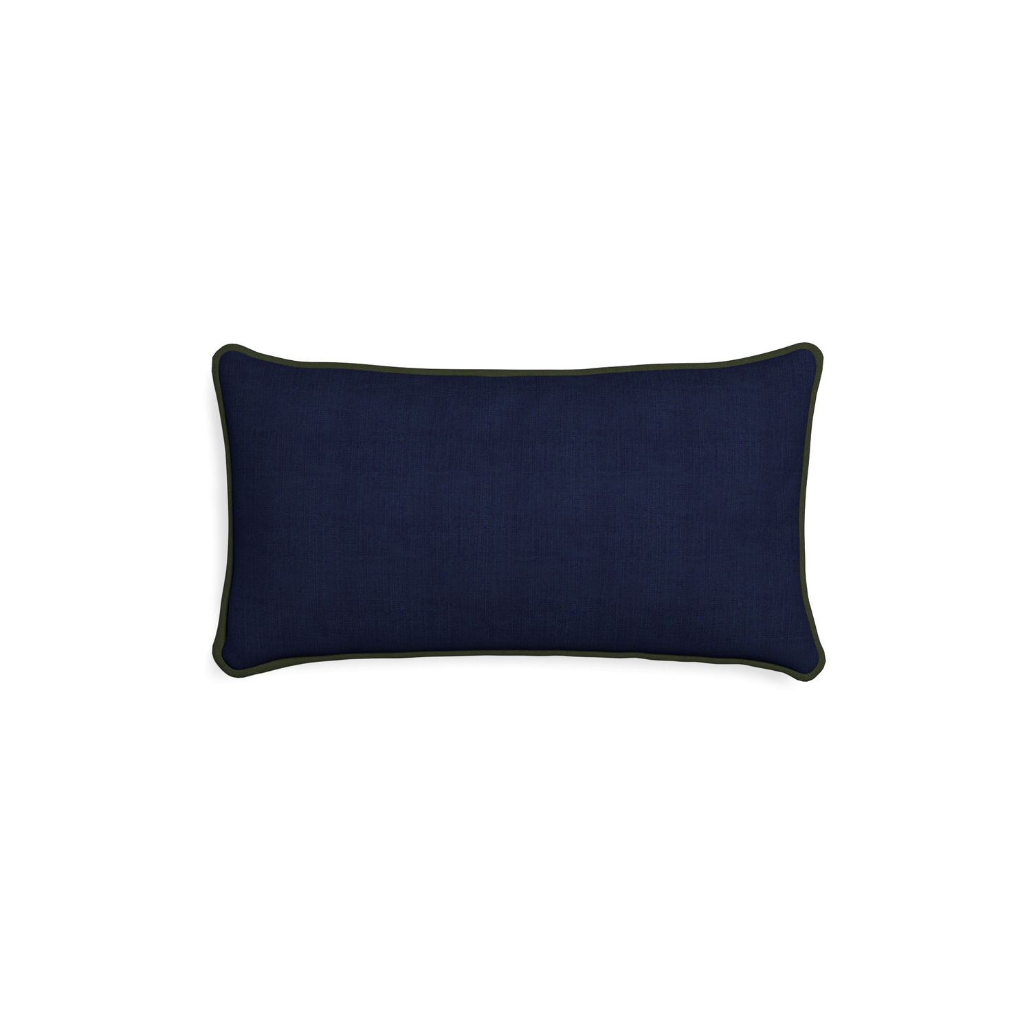 Petite-lumbar midnight custom navy bluepillow with f piping on white background
