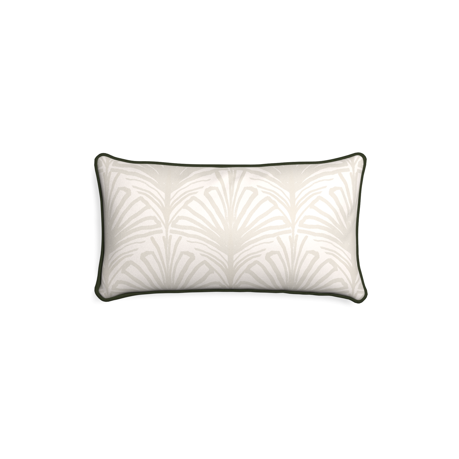 Petite-lumbar suzy sand custom beige palmpillow with f piping on white background