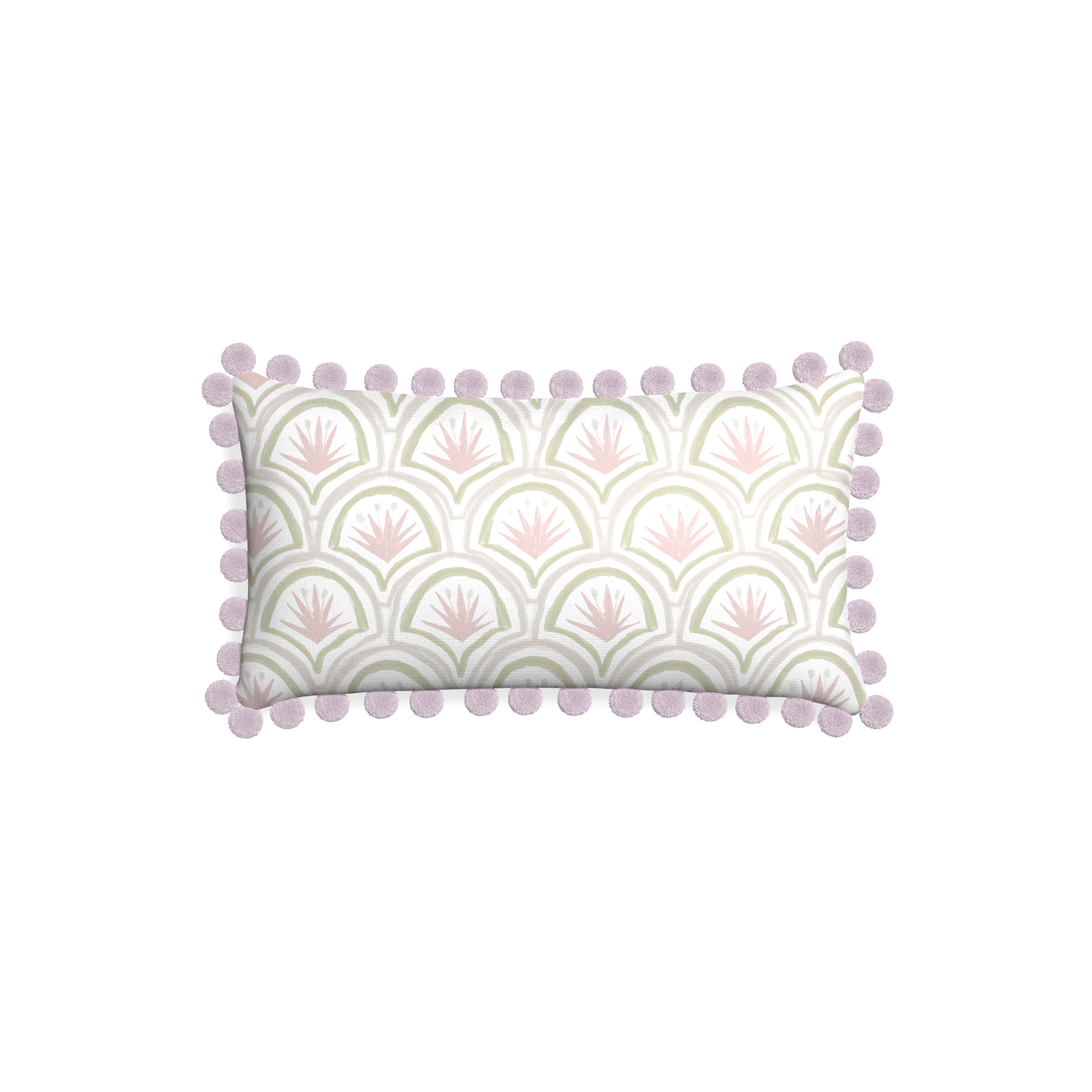Petite-lumbar thatcher rose custom pink & green palmpillow with l on white background