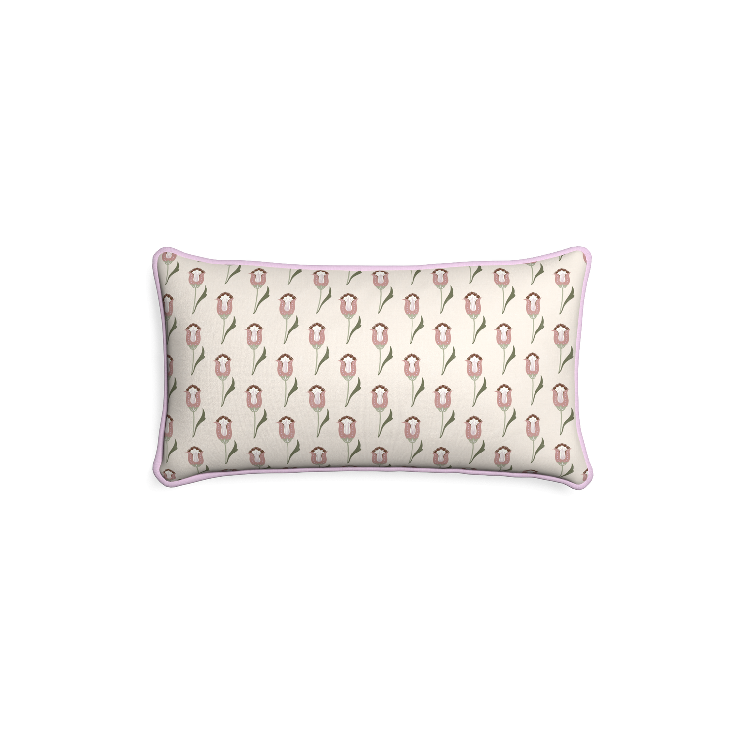 Petite-lumbar annabelle orchid custom pink tulippillow with l piping on white background