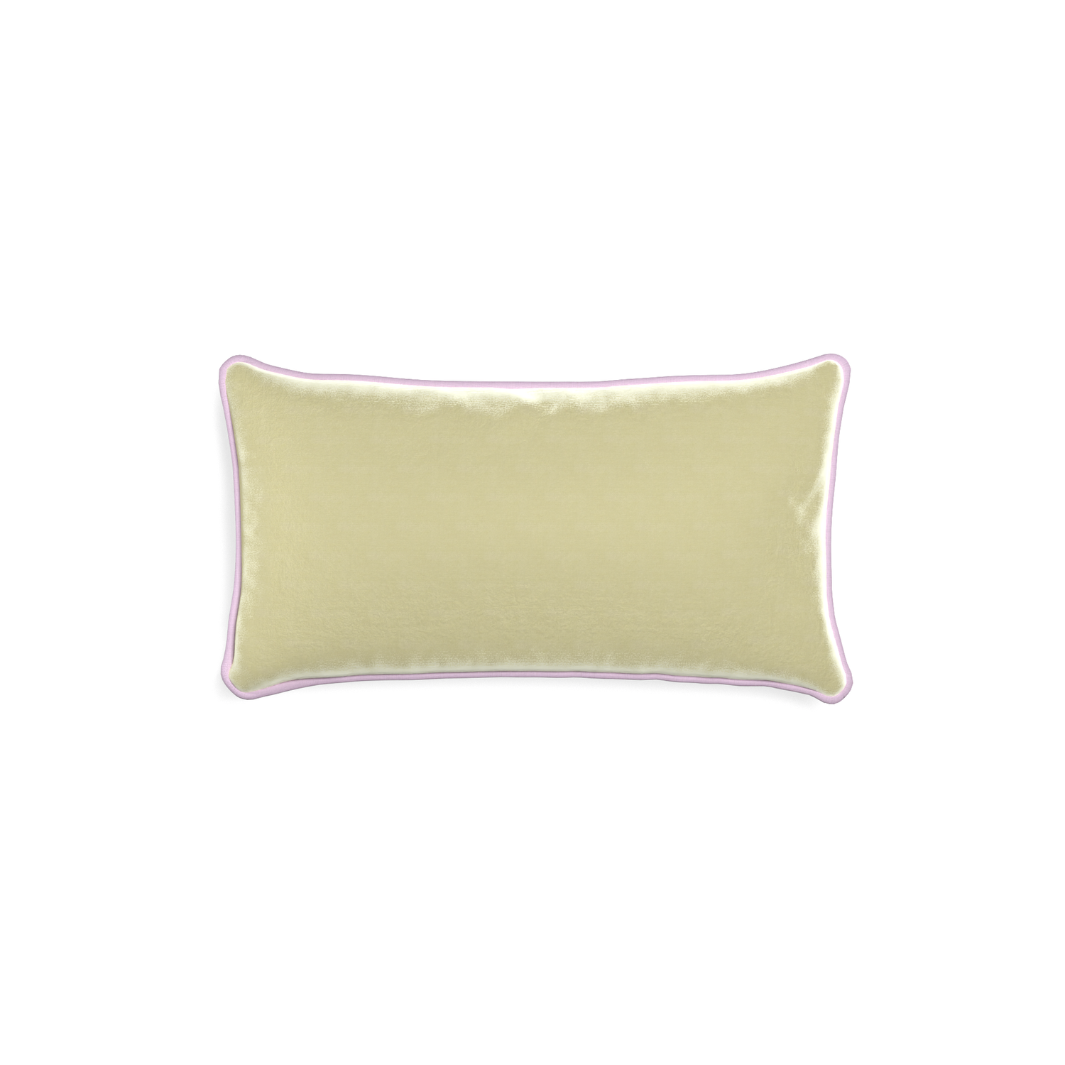 rectangle light green velvet pillow with lilac velvet piping