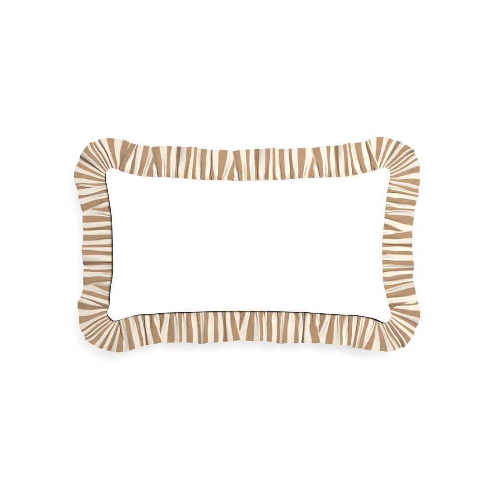 Petite-lumbar ruby moss custom pillow with l on white background