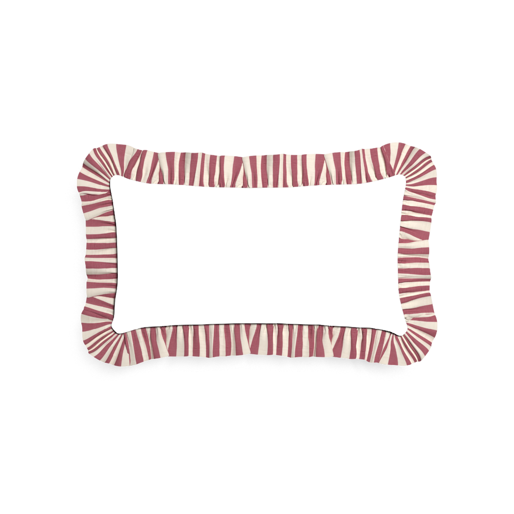 Petite-lumbar ruby moss custom pillow with l on white background