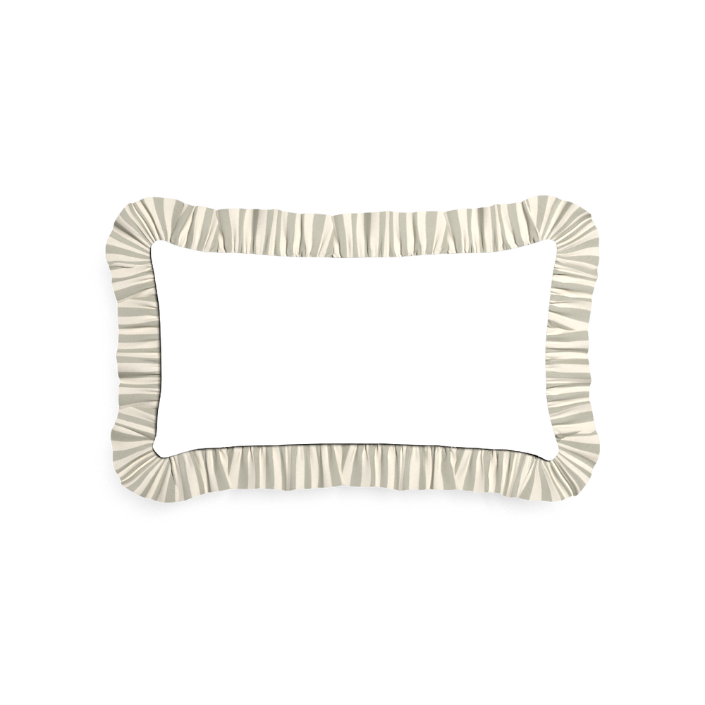 Petite-lumbar ruby moss custom pillow with l on white background