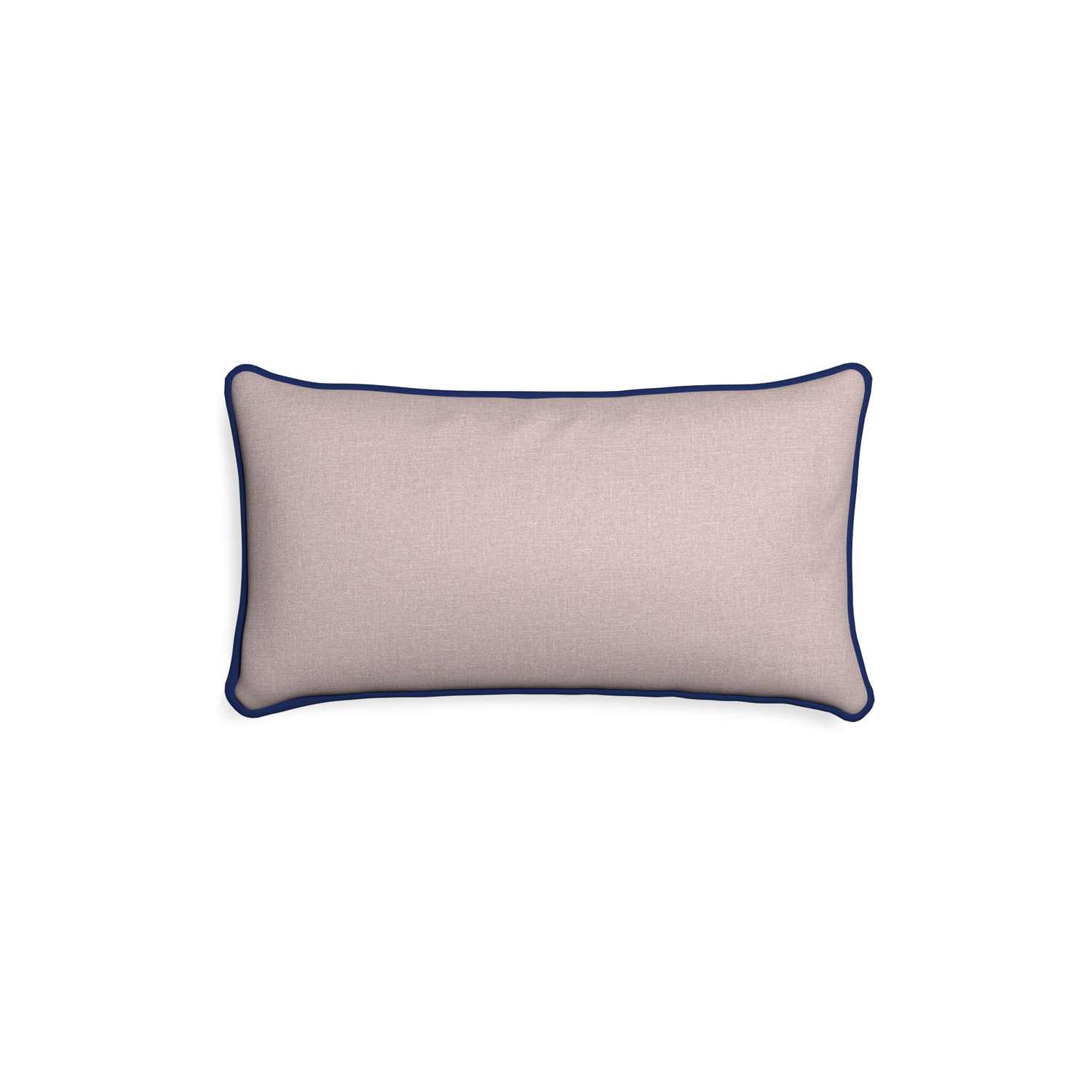 Petite-lumbar orchid custom mauve pinkpillow with midnight piping on white background