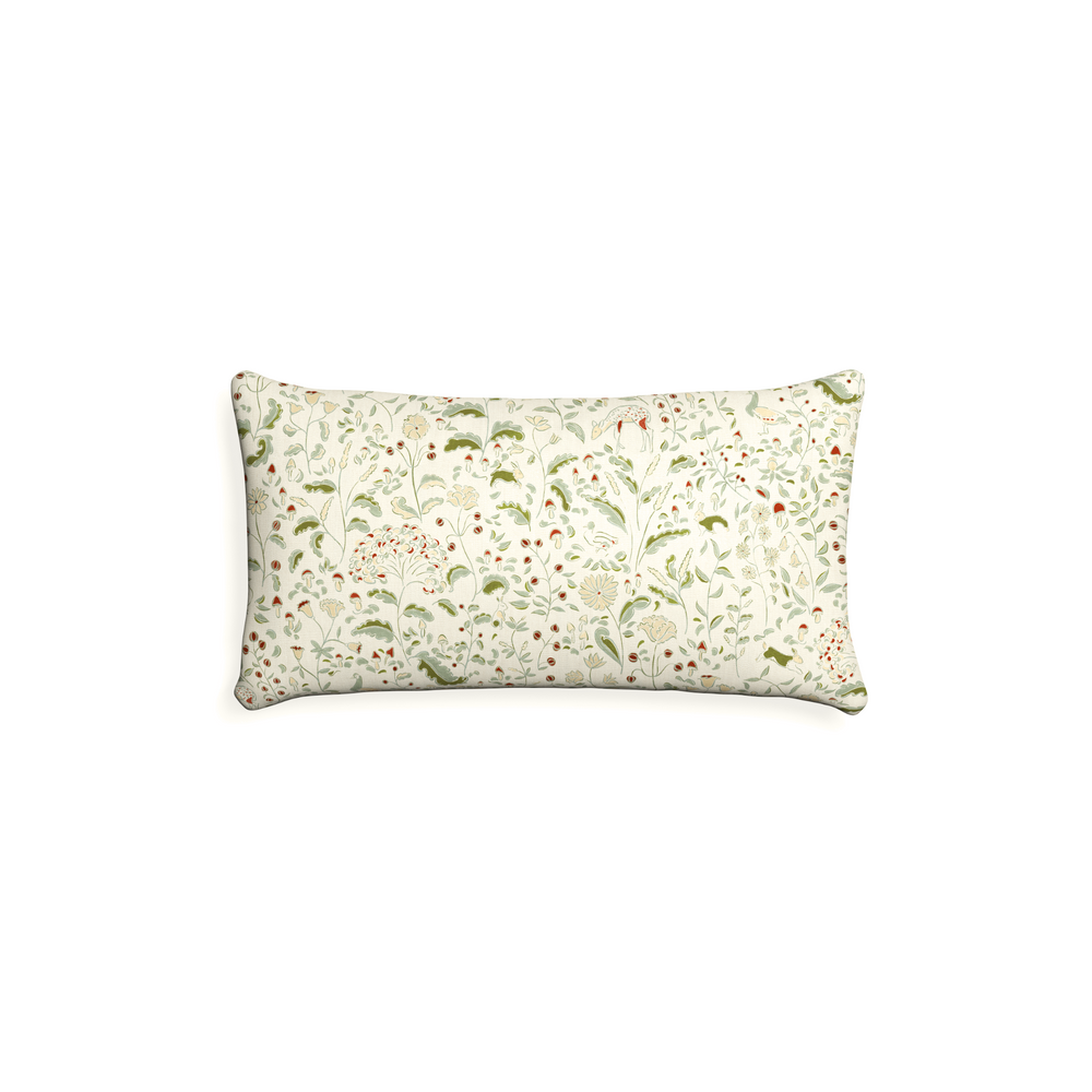 Petite-lumbar ruby moss custom pillow with n on white background