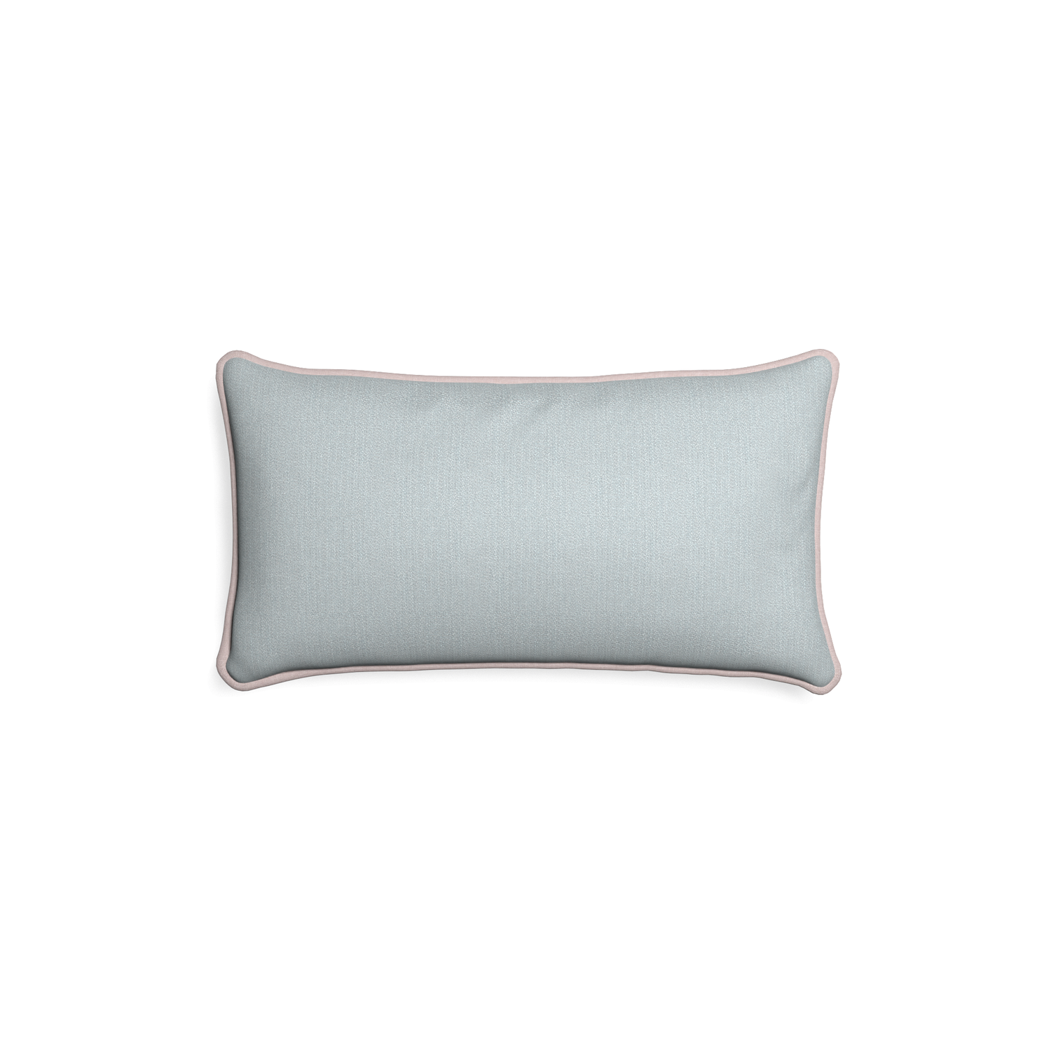 Petite-lumbar sea custom grey bluepillow with orchid piping on white background