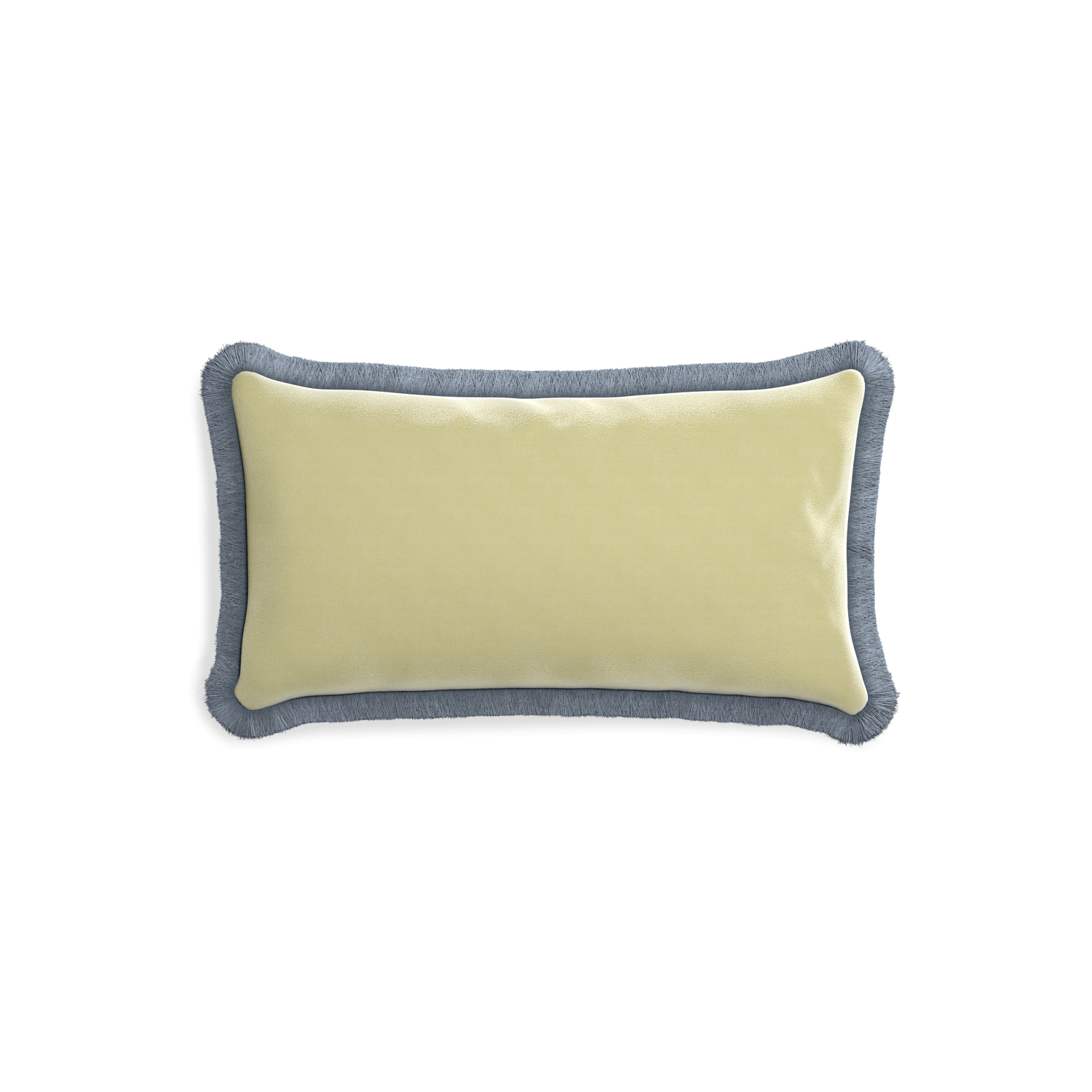 rectangle light green pillow with sky blue fringe