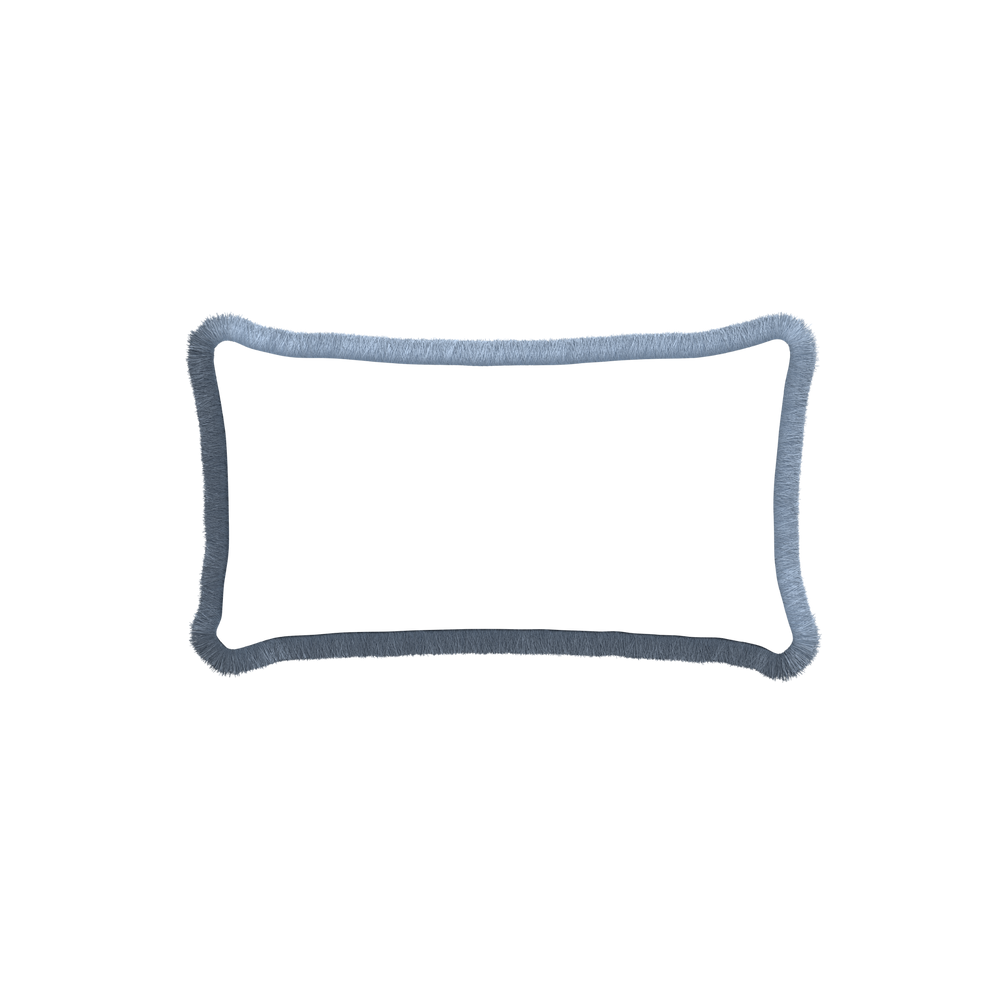 Petite-lumbar gemma pear custom pillow with sky fringe on white background