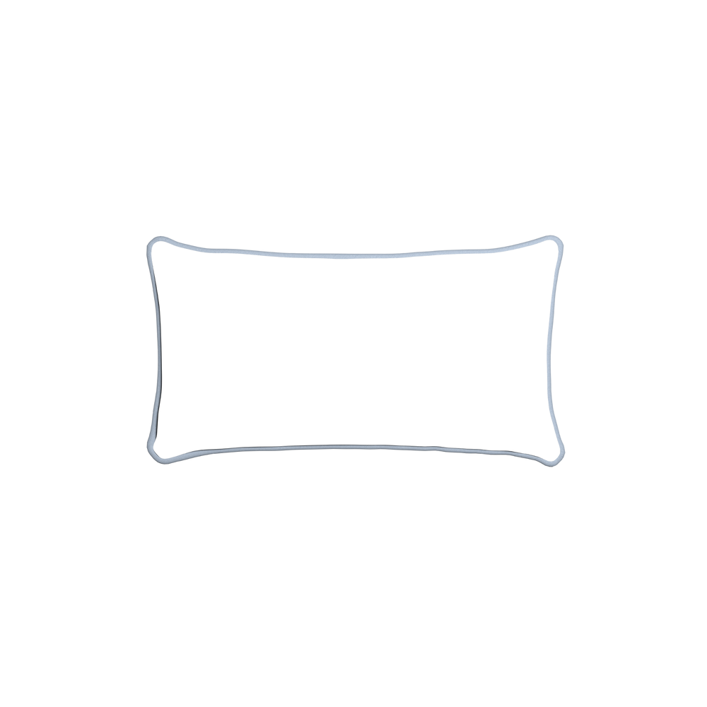 Petite-lumbar ruby moss custom pillow with s piping on white background