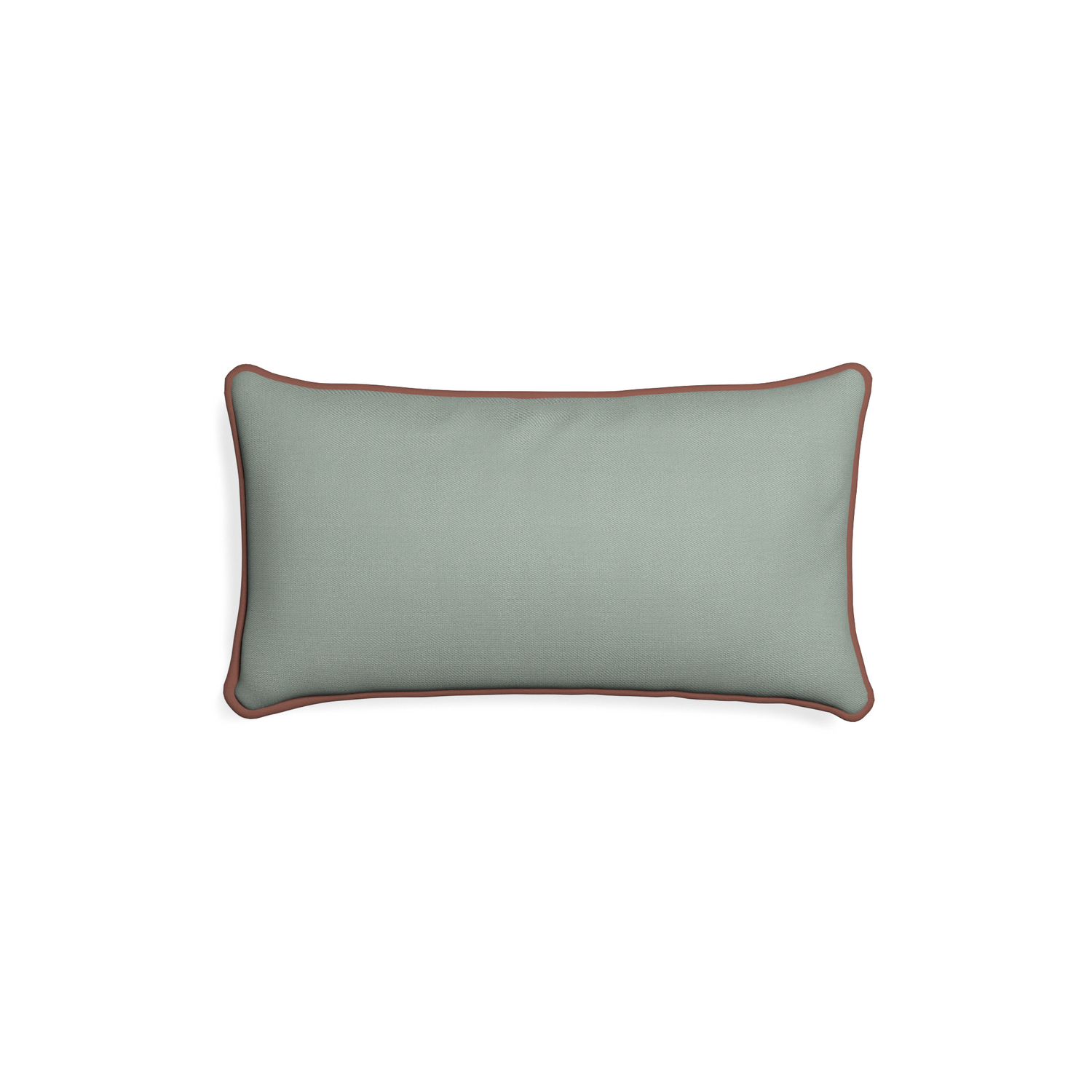 Petite-lumbar sage custom sage green cottonpillow with w piping on white background