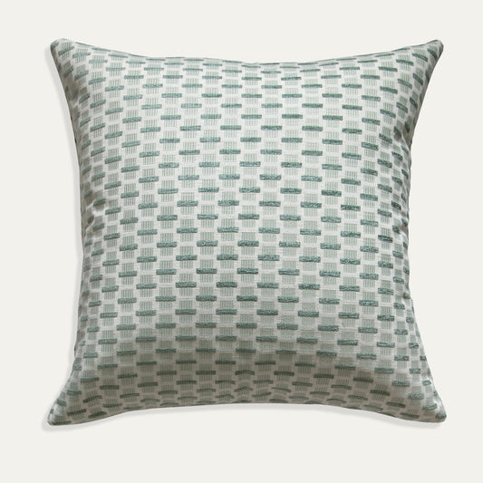 chenille and woven jacquard mint green geometric pillow