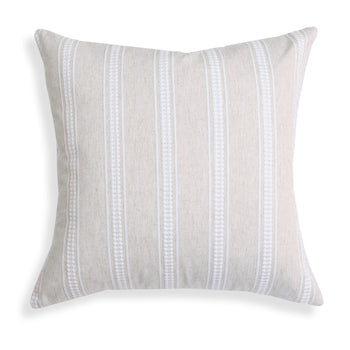 Margot Flour pillow with soft tonal stripes and intricate embroidery, adding subtle texture and elegance to any space.