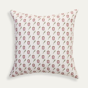 abstract floral pink and green patterned pillow