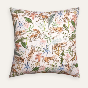 Pink Chinoiserie Tiger Printed Pillow
