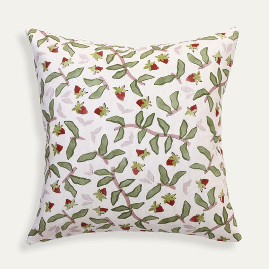 Strawberry & Botanical Printed Pillow