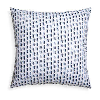 Sky and Navy Blue Poppy Printed Pillow